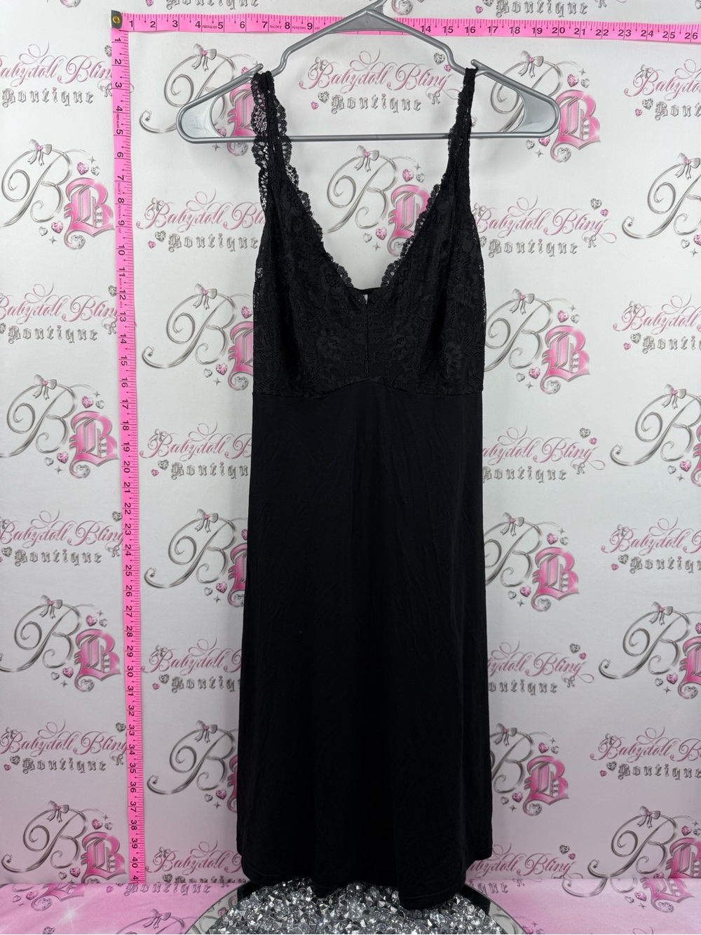 Black bow dress pj Black Lace-Detail Slip Dress - Women Intimates & Sleepwear